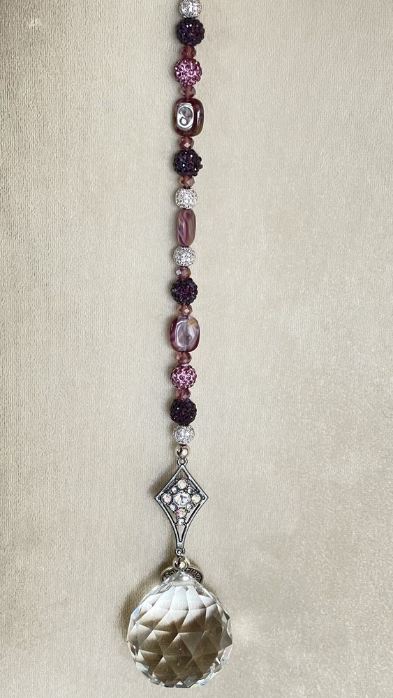 30mm Crystal Ball Sun Catcher-Rainbow Making Prisms Purple and Silver Bead
