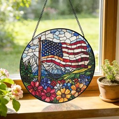 Patriotic USA Flag Stained Glass Suncatcher