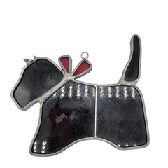 Stained Glass Black Red Scottie Dog Suncatcher Handmade Ornament