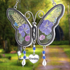 Butterfly Suncatcher with Pressed Colourful Flower Wings Mom Mother’S Day Butter