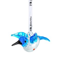 Blown Glass Ornament – Hummingbird,3” Art Glass Blue Bird Animal Collectable…
