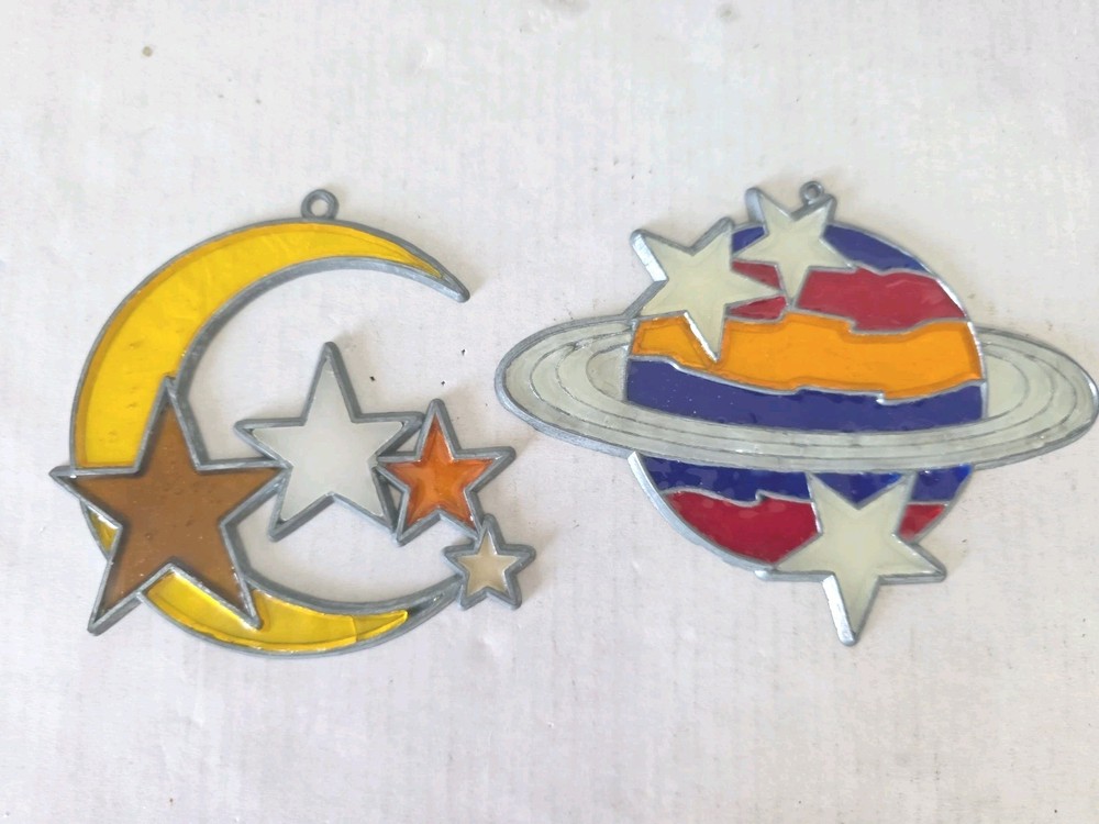 Vintage Suncatcher Moon, Stars And Saturn