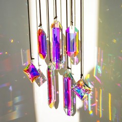 HDCRYSTALGIFTS Set 7 Crystal Sun Catcher Prisms, AB Colored Suncatcher Crysta…