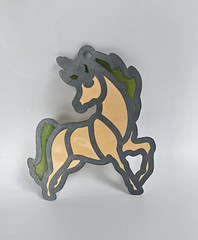 Vintage Faux Stained Glass Style Suncatcher Unicorn 3.75″ H Window Decoration