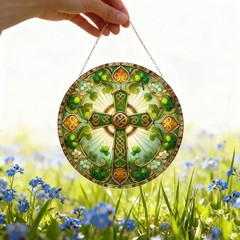 St Patricks Day Stained Glass Leprechaun Suncatcher Lucky Irish Decor