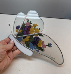 Handcrafted Hand Painted Stained Glass Butterfly Suncatcher 10 x 5 Inch