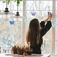 LUMITI 6pcs Crystal Butterfly Suncatchers Hanging Ornaments, Rainbow Maker Su…