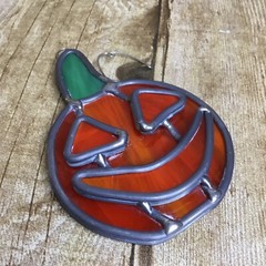 Set 3 Halloween Pumpkin Jack O Lantern Stained Glass Window Suncatchers 4.5-6″