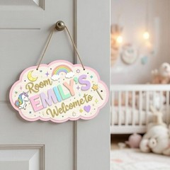 Personalized Girl Nursery Name Wall Sign with Rope