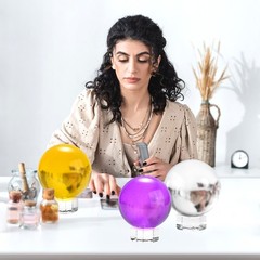 40mm/1.6 Inch K9 Crystal Glass Ball with Stand Solid Crystal Ball [Clear]