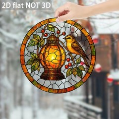2D Flat Acrylic Panel Sun Catcher Lanterns Birds Window Hanging for Living Room