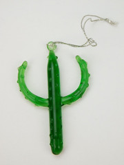 Blown Green Glass Cactus Southwest Christmas Ornament 3.75″ High
