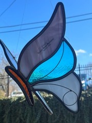 Lg 9.75″ x 6.50″ Stained Glass Butterfly SunCatcher Window Decoration Multicolor