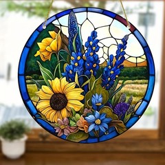 Colorful Wild Meadow Flower Printed Acrylic Front Door Wall Hanging Accent