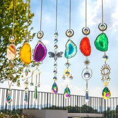 7 PCS Crystal Suncatcher, Hanging Suncatchers with Crystals Light, Sun Catche…