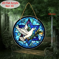 Artistic Peace Dove Star of David Print Style Acrylic Round Window Art Decor