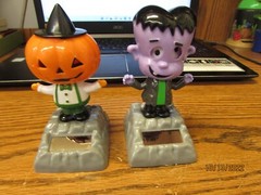 2 Solar Powered Dancing Halloween Home Decor Jack-O-Lantern, Frankenstein