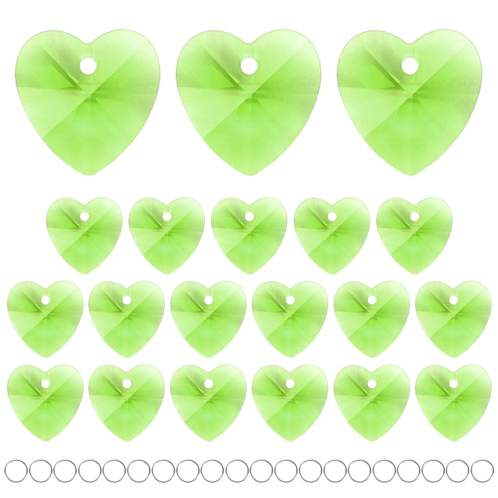 20PCS Crystal Heart Shape Prisms, 14mm/0.55″ Pendant Hanging [Green]