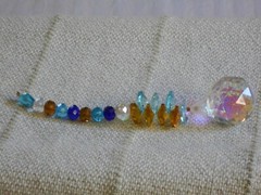 Crystal Glass Beaded Suncatcher Amber Blue Beads 30 mm Crystal Ball USA