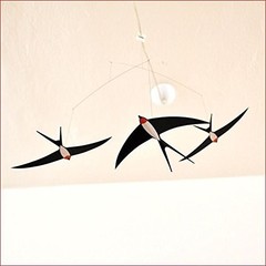 3 Swallow Hanging Mobile – 20 Inches – Premium-Grade Cardstock – Handmade in Den