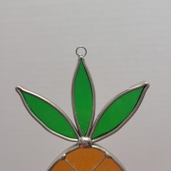 Vintage STAINED GLASS PINAPPLE SUNCATCHER Leaded Window