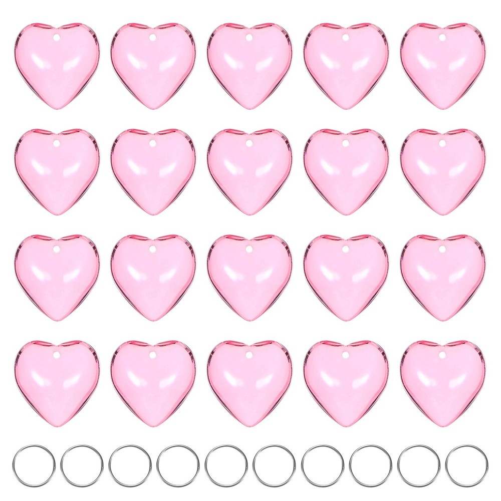 20PCS Crystal Smooth Heart Shape Prisms, 20mm/0.79″ Pendant Hanging [Pink]