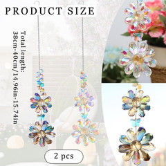 2 PCS Crystal Flower Sun Catcher Prisms Colorful Suncatcher Hanging Ornament Cry