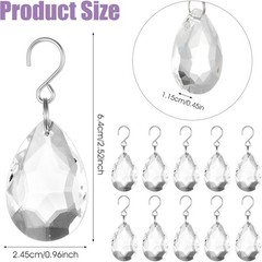 Clear Crystal Teardrop Suncatcher 10pcs with Hooks for Weddings and Parties