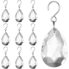 Clear Crystal Teardrop Suncatcher 10pcs with Hooks for Weddings and Parties
