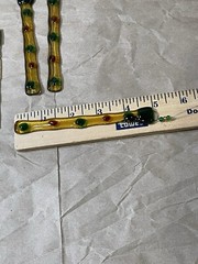 6 fused art glass Stick suncatchers Yellow Green Orange Handmade Ornaments Decor
