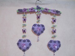PURPLE BUTTERFLY FLOWERS HEARTS MOBILE HANGER HANDMADE IN AUS NEW AGE 3+