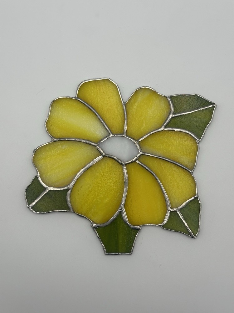 Yellow Flower Suncatcher Stained Glass 8”