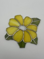 Yellow Flower Suncatcher Stained Glass 8”