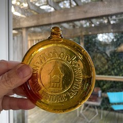 4″ Mohonk National Historic Landmark Glass Clear Round Amber Window Sun Catcher