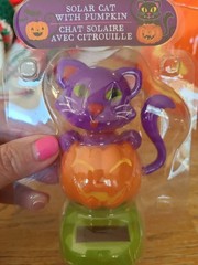 Halloween Solar Dancing Purple Cat Pumpkin Solar Powered Car Ornament Figurine