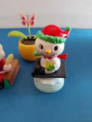 Lot Of 6 Solar Powered Novelty Toys -2 Flowers, Dog, Santa,Uncle Sam & Snowman