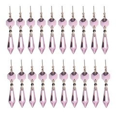 20pcs Pink Crystal Chandelier Icicle Prisms Lamp Candelabra Replacement Parts…