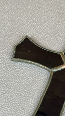 Vintage Purple Stained Glass Cross Suncatcher Christian Window Hanging
