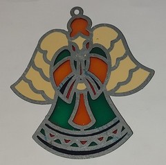 Vintage Stained Glass Angel Suncatcher Metal Frame 80s