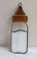 Vintage 90s Stained Glass Baby Bottle Sun Catcher Decoration Cute