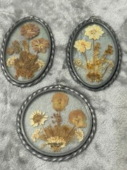 MCM Sun Catcher Pewter Twisted Rope Frame Dried Flowers Botanical Cottage Boho