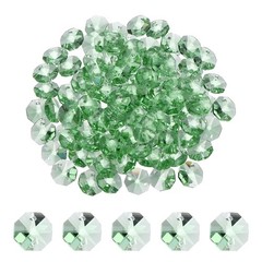 14mm Glass Octagon Beads, Sun Catcher Beads Bulk 120 Pcs & Light Green