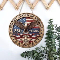 Patriotic Liberty USA Wall Sign with Rope American Decor Gift