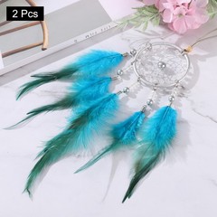 2pcs Dream Catchers with Crystal Beads Wall Decor for Decoration, Peacock Blue