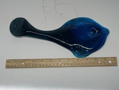 Vintage Cobalt Blue Fish Whale Glass Suncatcher With Speckles In Glass Hanging