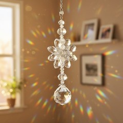 K9 Crystal Flower Suncatcher – Hanging Prism Ornament for Weddings & Home Decor