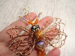 #9275 Copper Dragonfly Wire Wrapped with beads One of a Kind