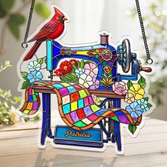 Personalized Cardinal Sewing Machine Suncatcher Acrylic