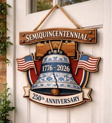 America 250th Anniversary Patriotic Wall Sign with Rope Home Decor