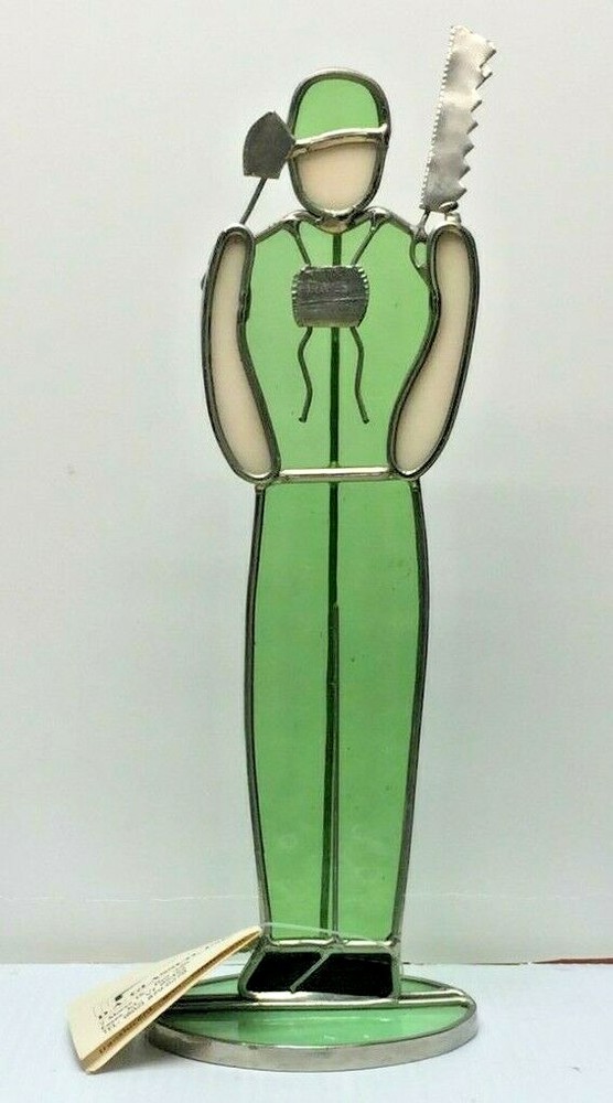Stained Glass Lumber Jack by D.A. Glassco, Inc. Figurine Art Piece 9″